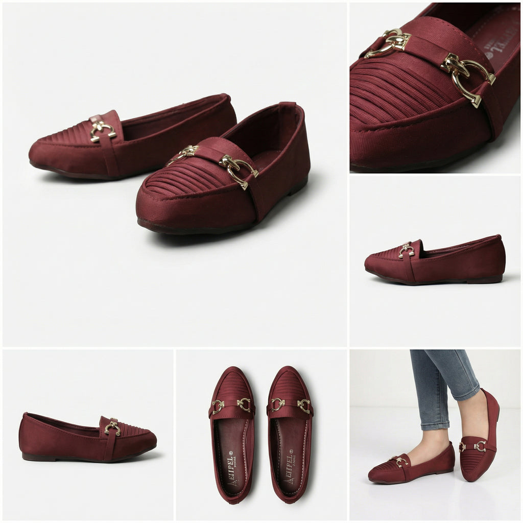 Choti Si Walk Classic Buckle Pumps for Girls – Elegant Flat Loafers with Metal Detail