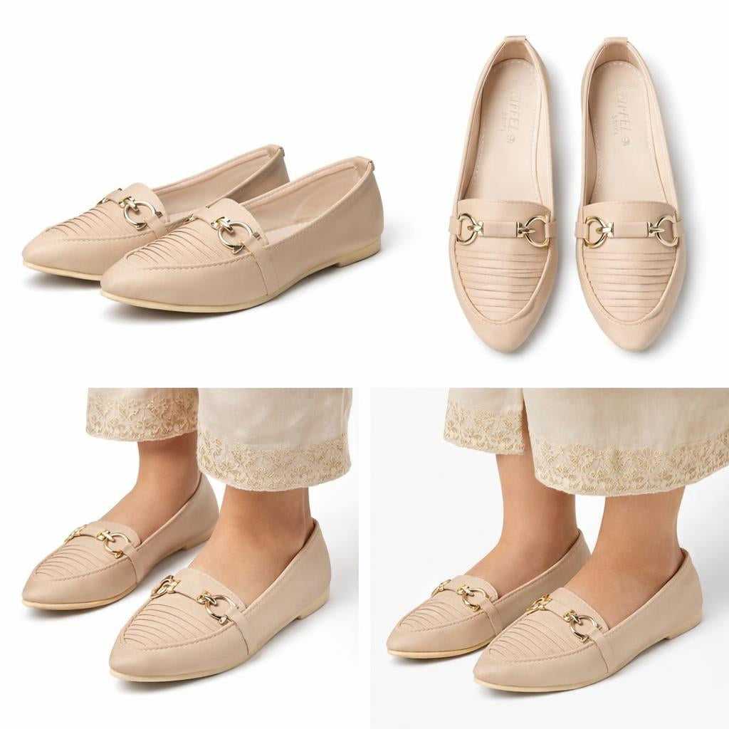 Choti Si Walk Classic Buckle Pumps for Girls – Elegant Flat Loafers with Metal Detail