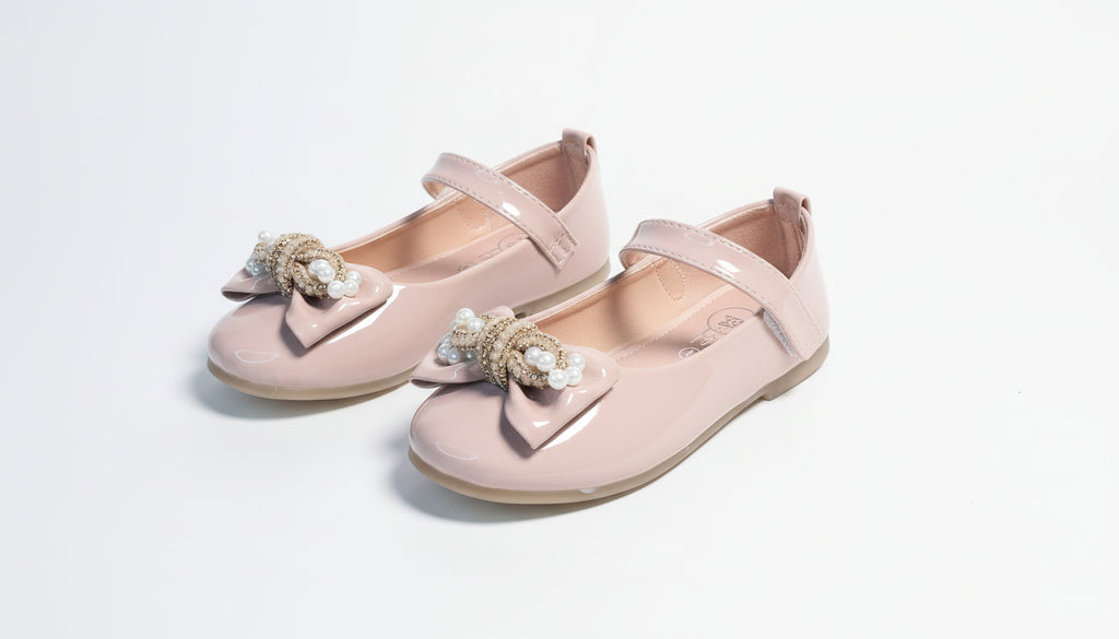 Sparkle Bow Baby Girl Pumps – Mary Jane Flats White/Skin