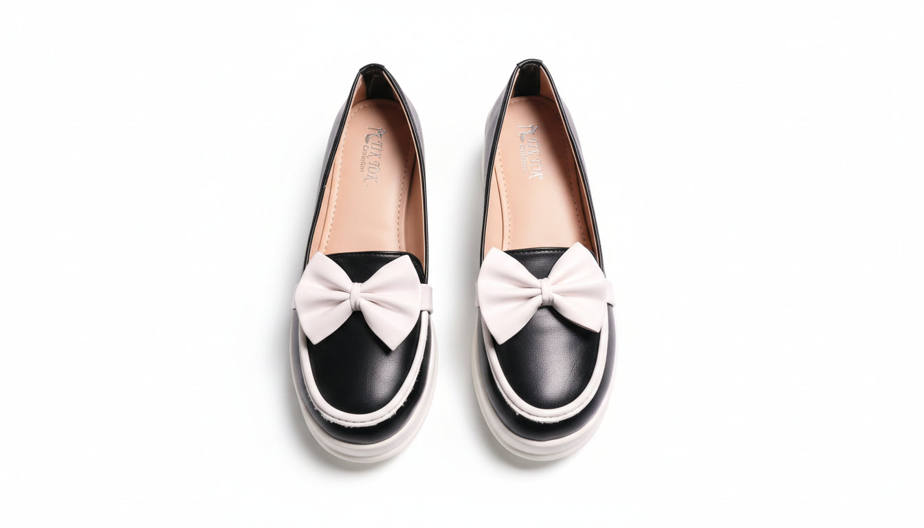 Choti Si Walk Girls Silk Winter Pump Shoes Bow Detail Low Heel Platform Shoes