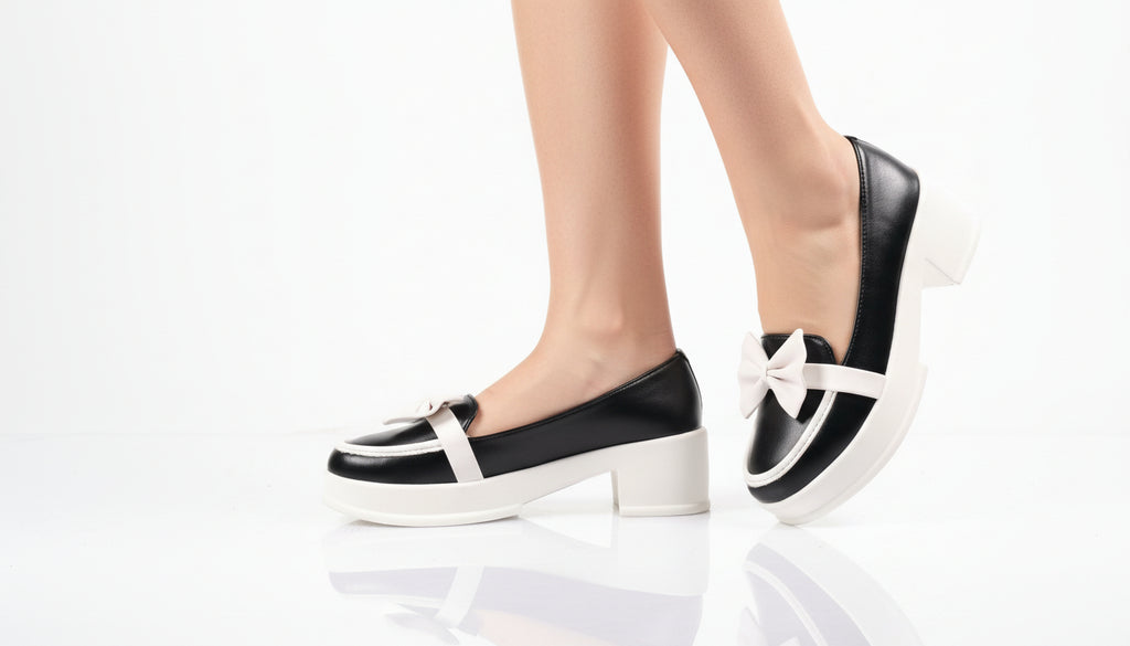 Choti Si Walk Girls Silk Winter Pump Shoes Bow Detail Low Heel Platform Shoes