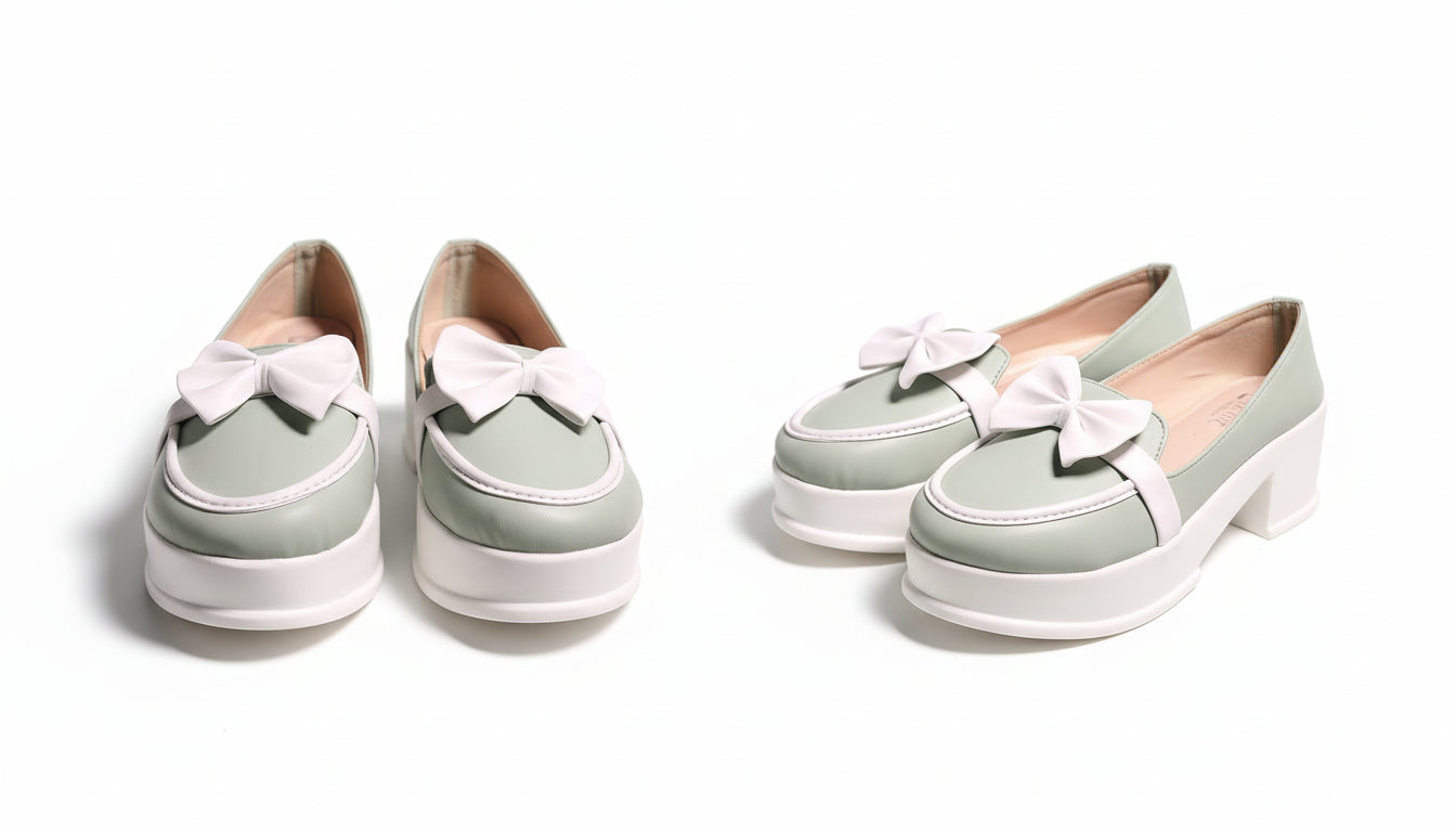 Choti Si Walk Girls Silk Winter Pump Shoes Bow Detail Low Heel Platform Shoes