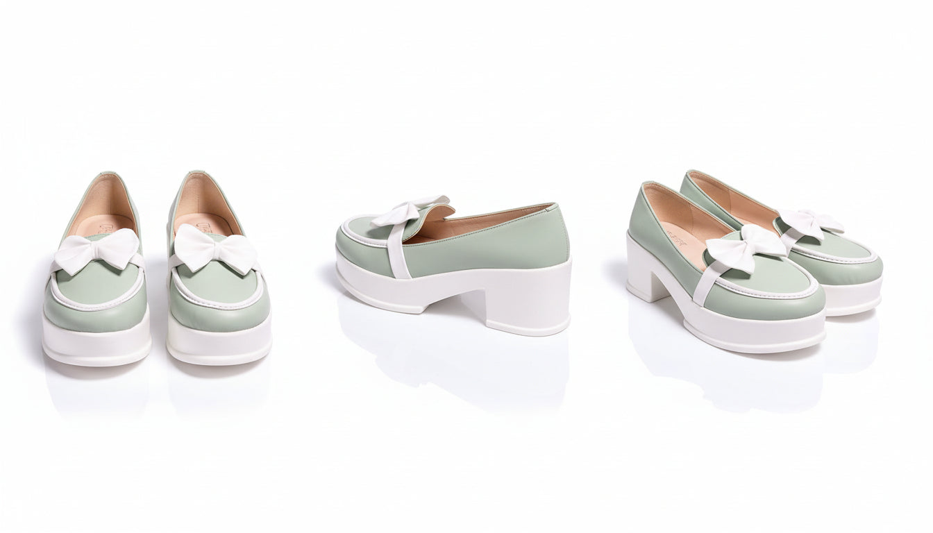 Choti Si Walk Girls Silk Winter Pump Shoes Bow Detail Low Heel Platform Shoes