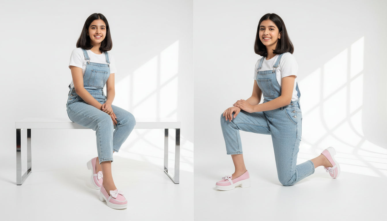 Choti Si Walk Girls Silk Winter Pump Shoes Bow Detail Low Heel Platform Shoes