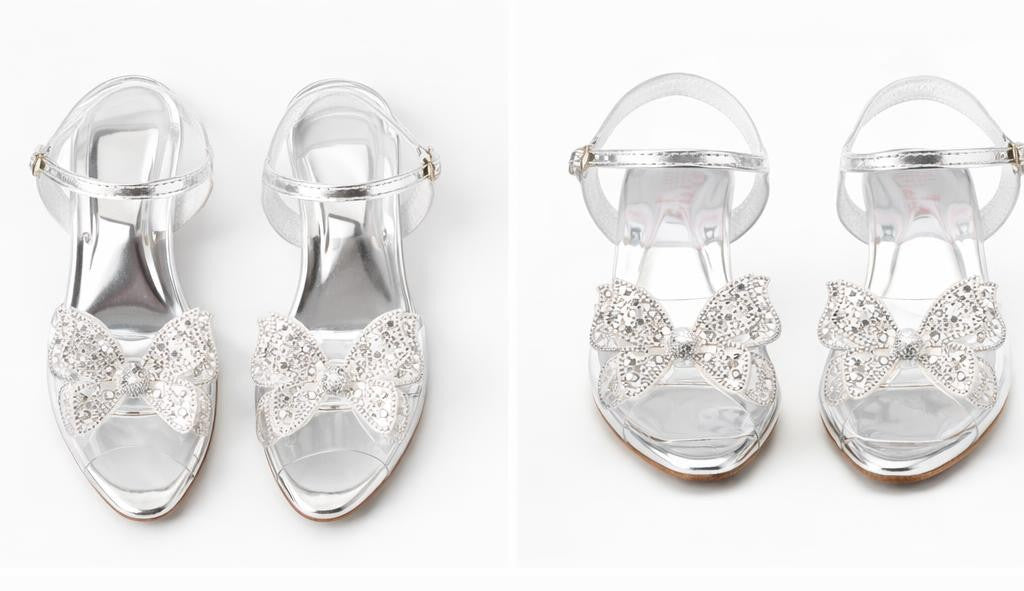 🦋 Silver Butterfly Transparent Sandals Low Heels - By Choti Si Walk